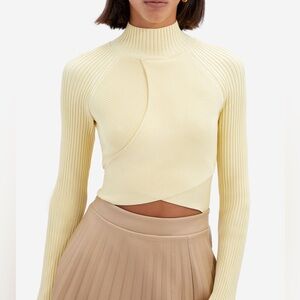 Jonathan Simkhai Compact Rib Asymmetrical Top Color: Pale yellow
Size: L